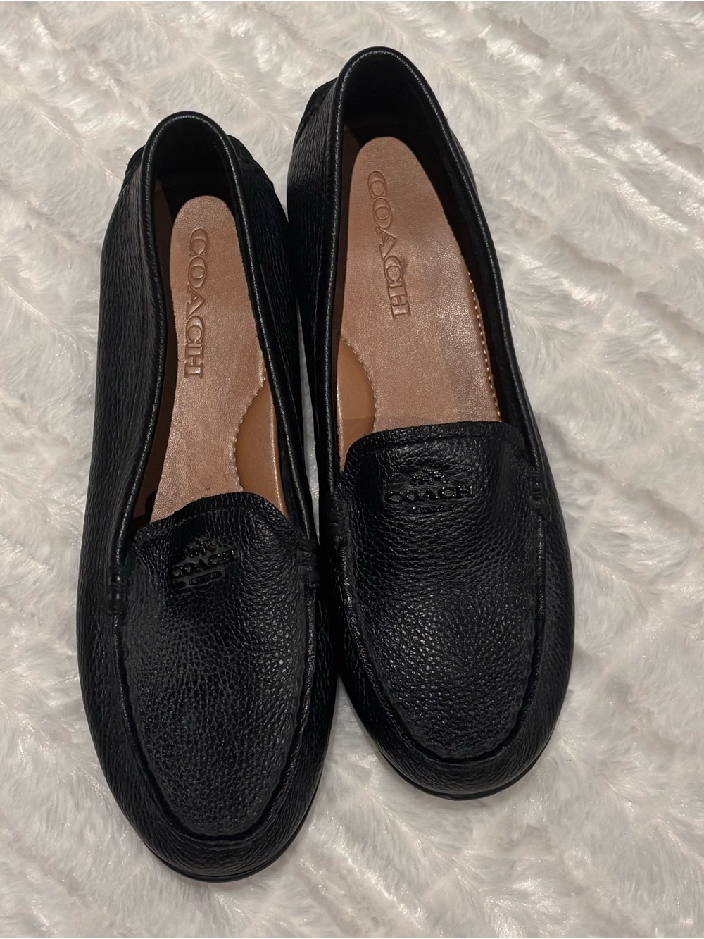 Coach Black Leather Loafers Women’s Size 7B Slip On Driving Shoes